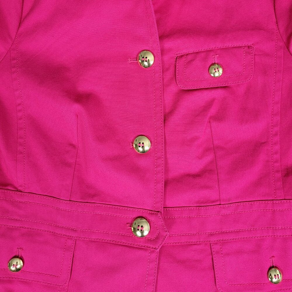 Talbots Stretch Cotton Hot Pink Gold Button Jacket - 8P - Picture 11 of 15